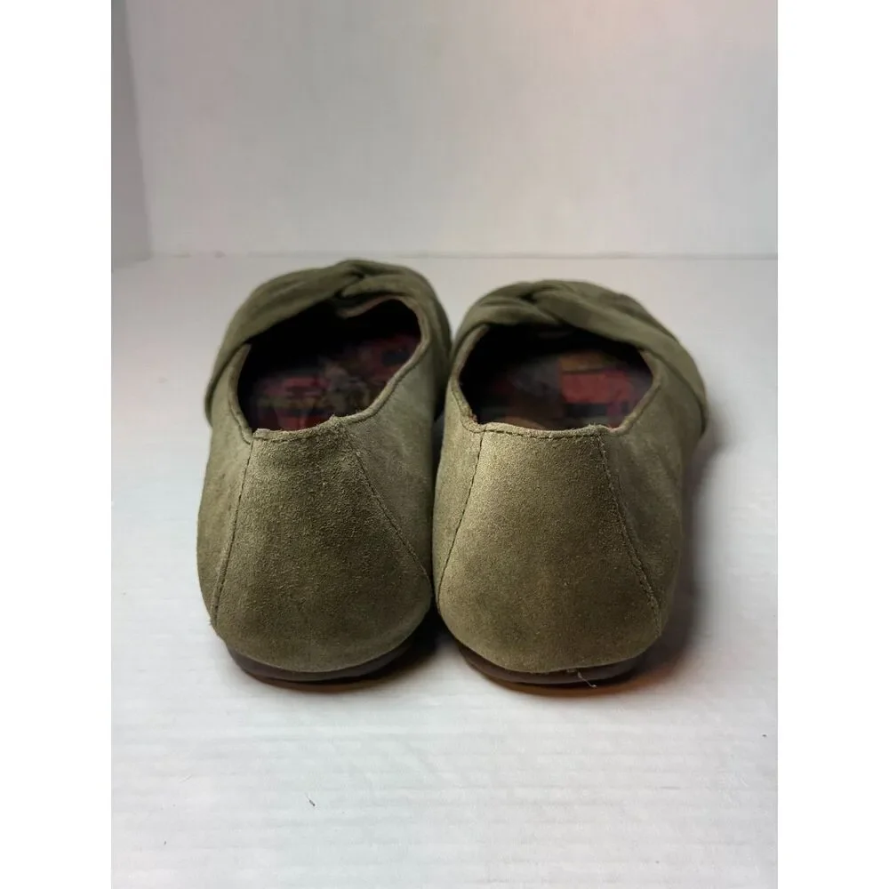 Born Lily Olive Green Suede Knot Bow Ballet Flats Comfort Bohemian 10
